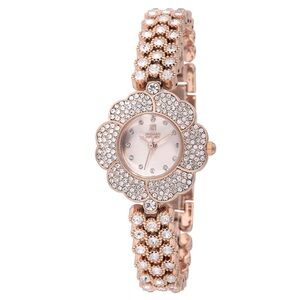 Montres Prestige Rose Gold Floral Crystal Bracelet Watch, Style MPW-0235, NWOT